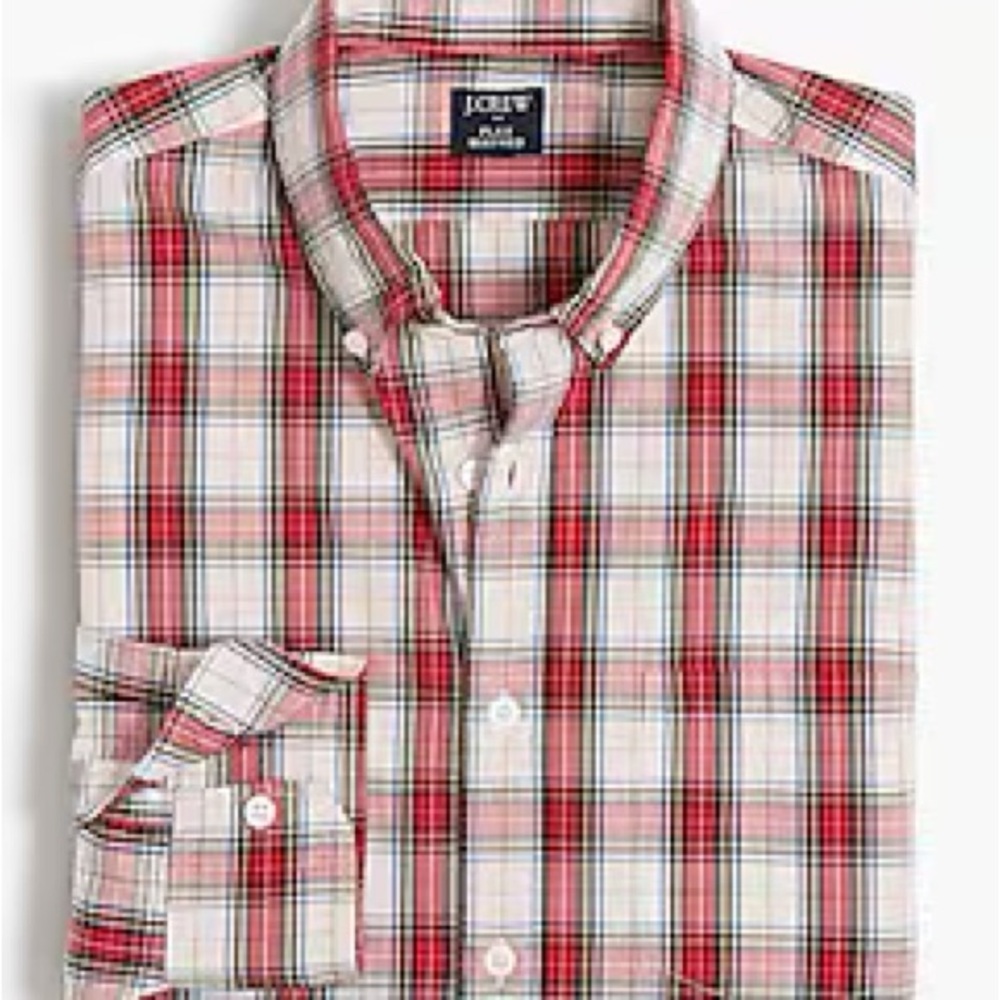 J. Crew Red and White Casual Button Down Shirt - Picture 5 of 5